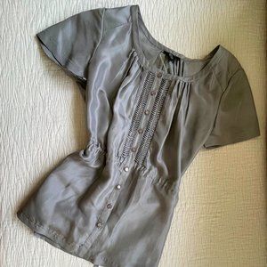 Alfani Silk Women’s Blouse in Silver, NWT, Size 10
